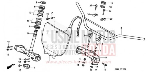 TUYAU DE GUIDON/PONT SUPERIEUR/ TIGE DE DIRECTION (CR500RS) CR500RS de 1995